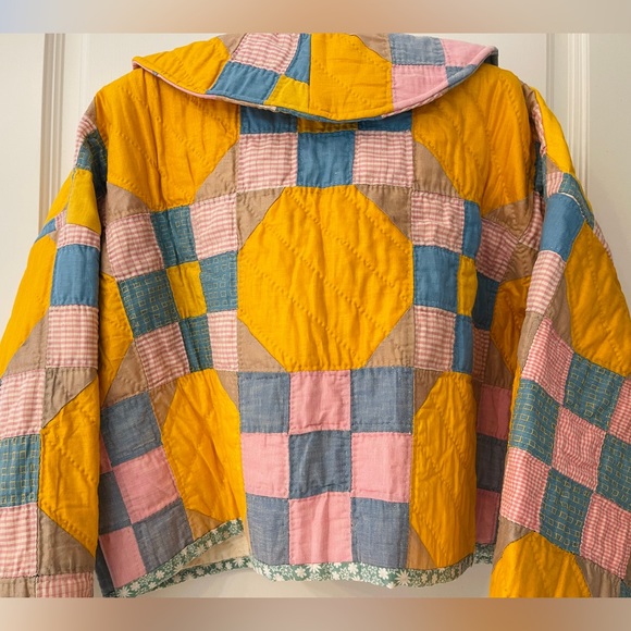 ❤️ HANDMADE PATCHWORK QUILTED CROPPED JACKET BOHEMIAN VINTAGE QUILT COTTAGECORE - Picture 9 of 11